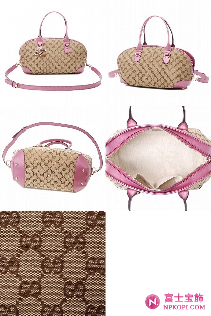 GUCCI/グッチ 2012年春夏新作HEART BITキャンバスGG柄チャーム付きバンブーディテールハンドバッグ 269955 F4C2G 9799 